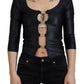 Dolce & Gabbana Black Cotton Stretch Open Chest 3/4 Sleeve Top