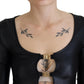 Dolce & Gabbana Black Cotton Stretch Open Chest 3/4 Sleeve Top