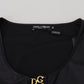 Dolce & Gabbana Black Cotton Stretch Open Chest 3/4 Sleeve Top