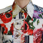 Elegantes Langarm-Top aus Baumwolle mit Blumenmuster