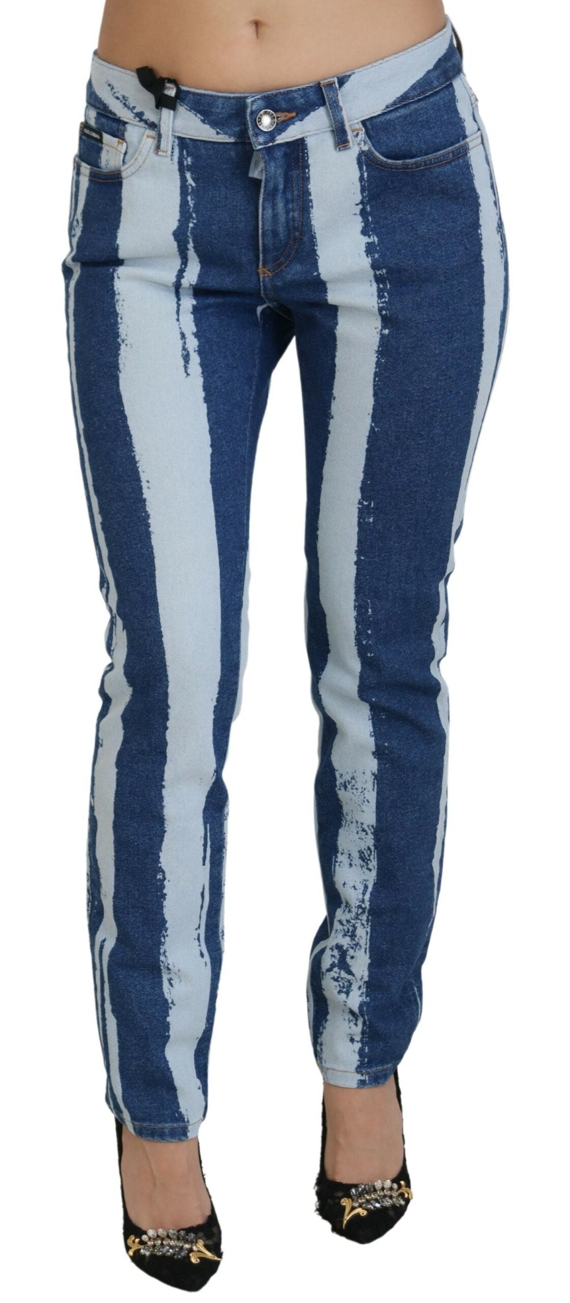 Jeans slim fit a righe eleganti in stile italiano