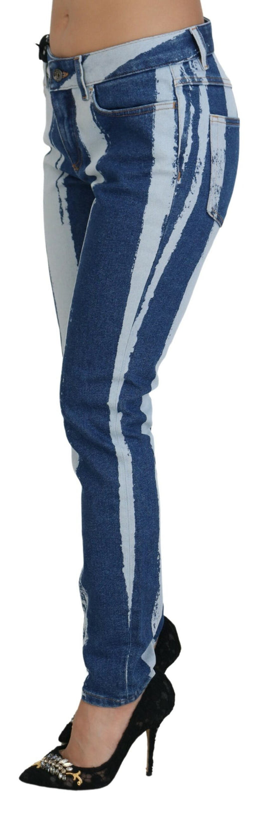 Jeans slim fit a righe eleganti in stile italiano
