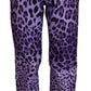 Pantaloni viola dritti a vita alta eleganti