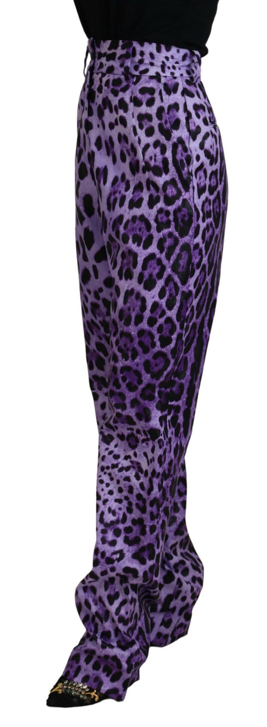 Pantaloni viola dritti a vita alta eleganti