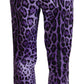 Pantaloni viola dritti a vita alta eleganti