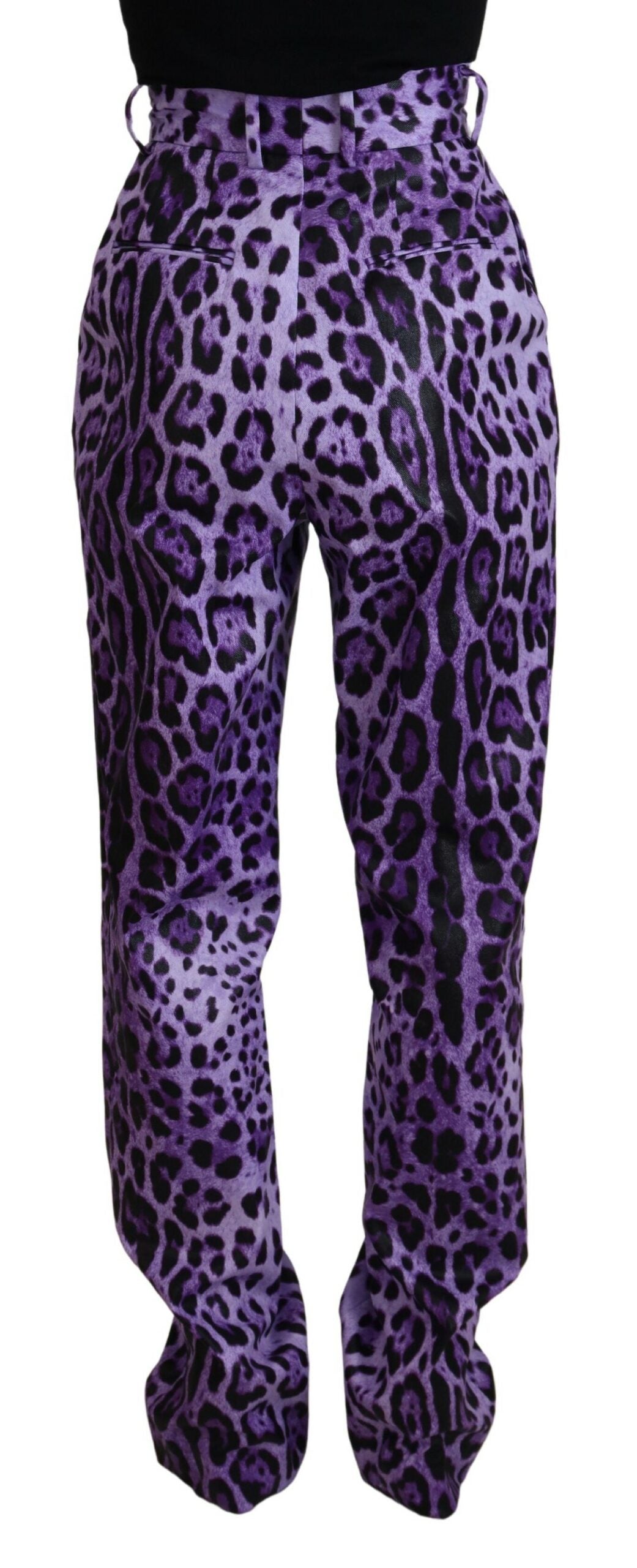 Pantaloni viola dritti a vita alta eleganti