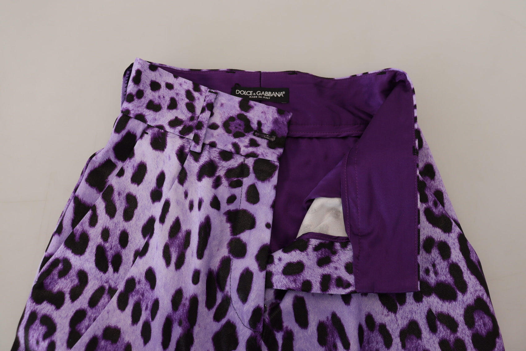 Pantaloni viola dritti a vita alta eleganti