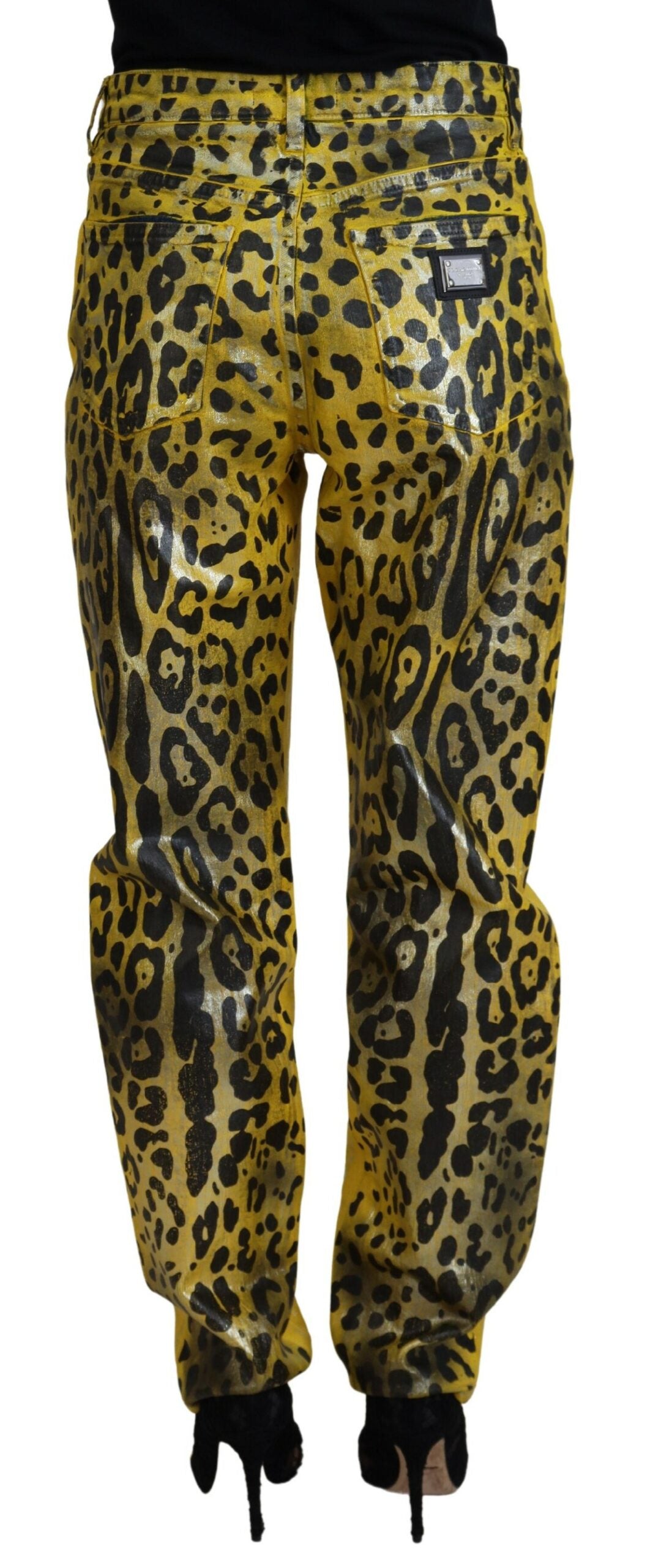 Jeans dritti a vita alta chic in giallo brillante