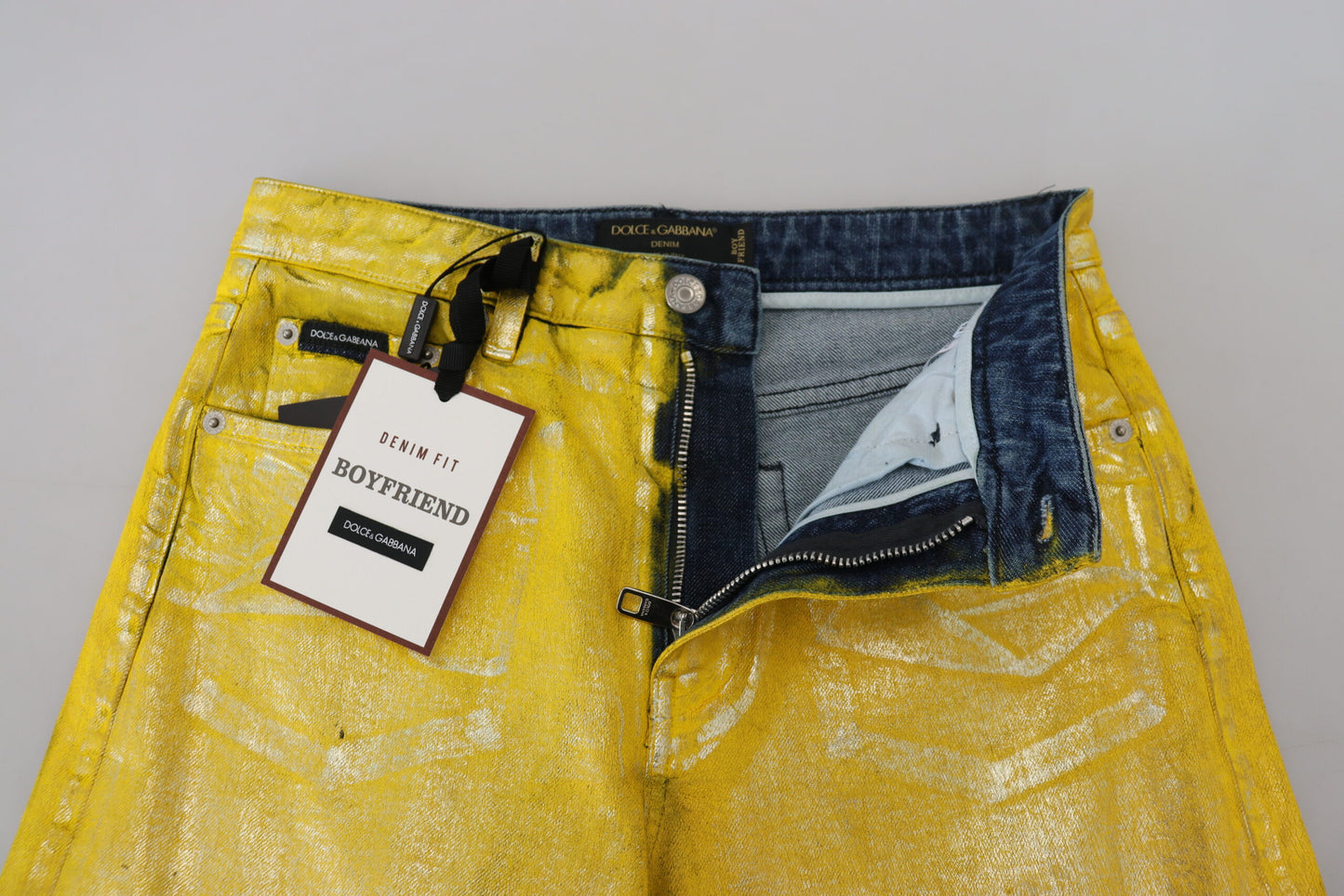 Jeans dritti a vita alta chic in giallo brillante
