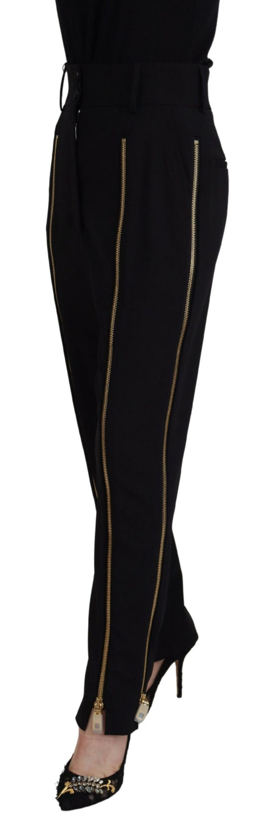 Pantaloni eleganti in lana affusolati a vita alta