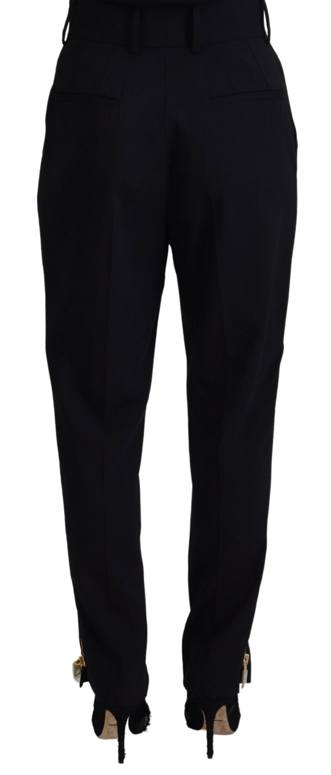 Pantaloni eleganti in lana affusolati a vita alta