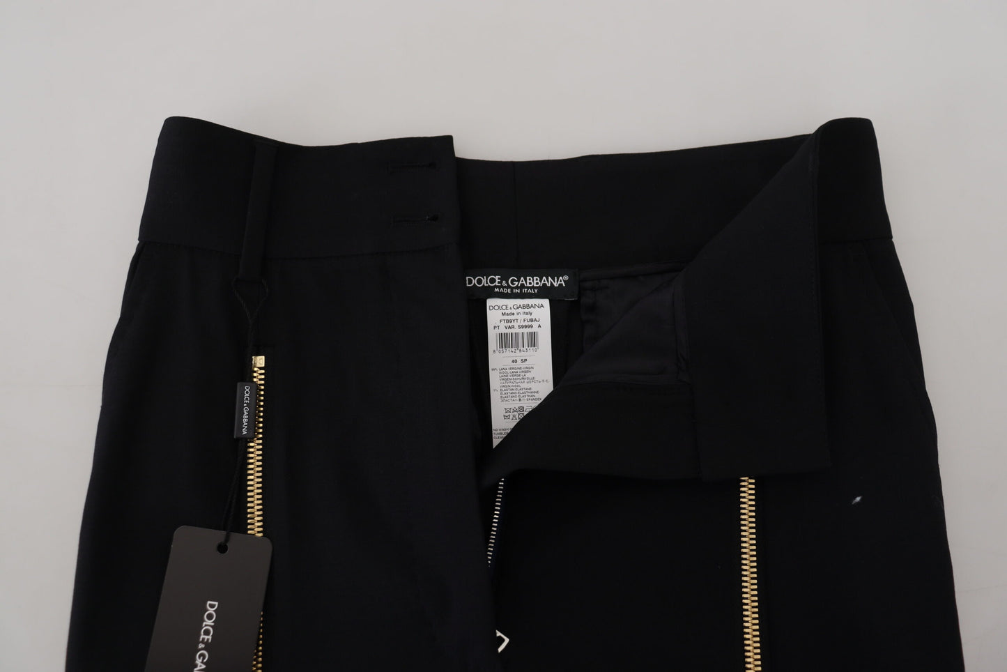 Pantaloni eleganti in lana affusolati a vita alta