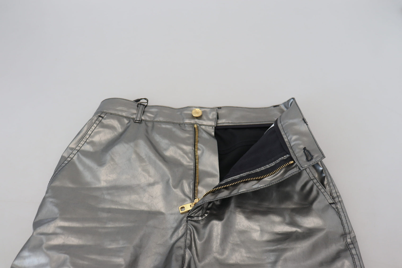 Elegante High Waist Skinny Pants in Silber