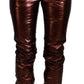 Skinny Jeans mit hoher Taille in Metallic-Bronze