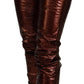 Skinny Jeans mit hoher Taille in Metallic-Bronze