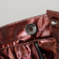 Skinny Jeans mit hoher Taille in Metallic-Bronze