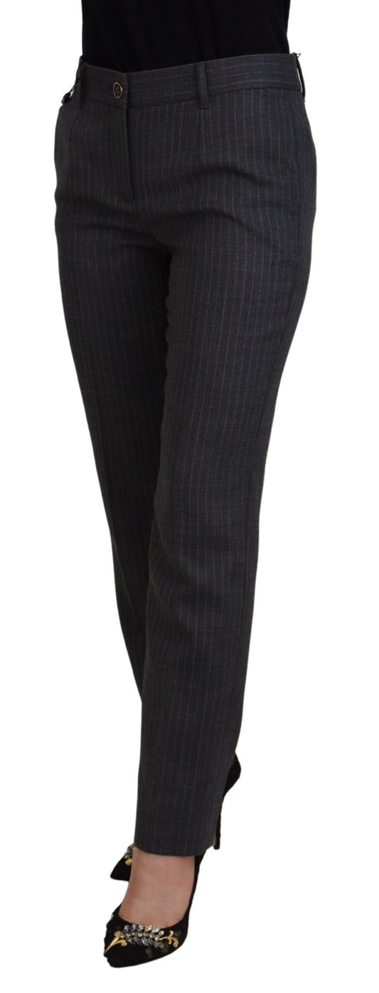 Pantaloni affusolati eleganti a righe grigie