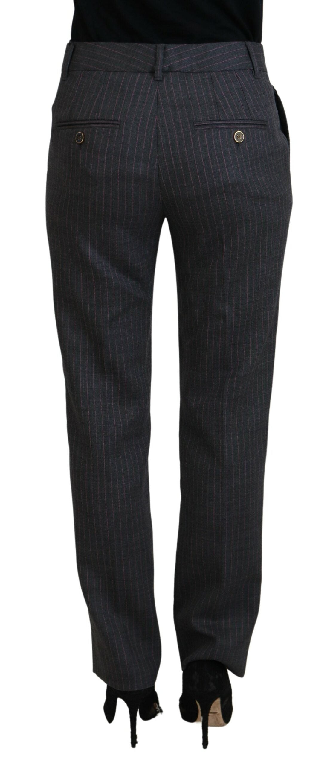 Pantaloni affusolati eleganti a righe grigie
