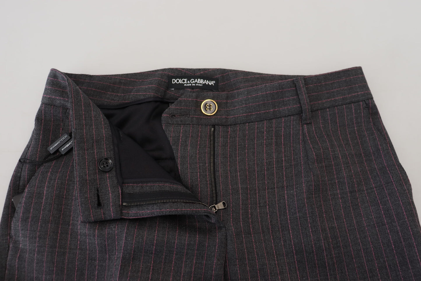 Pantaloni affusolati eleganti a righe grigie