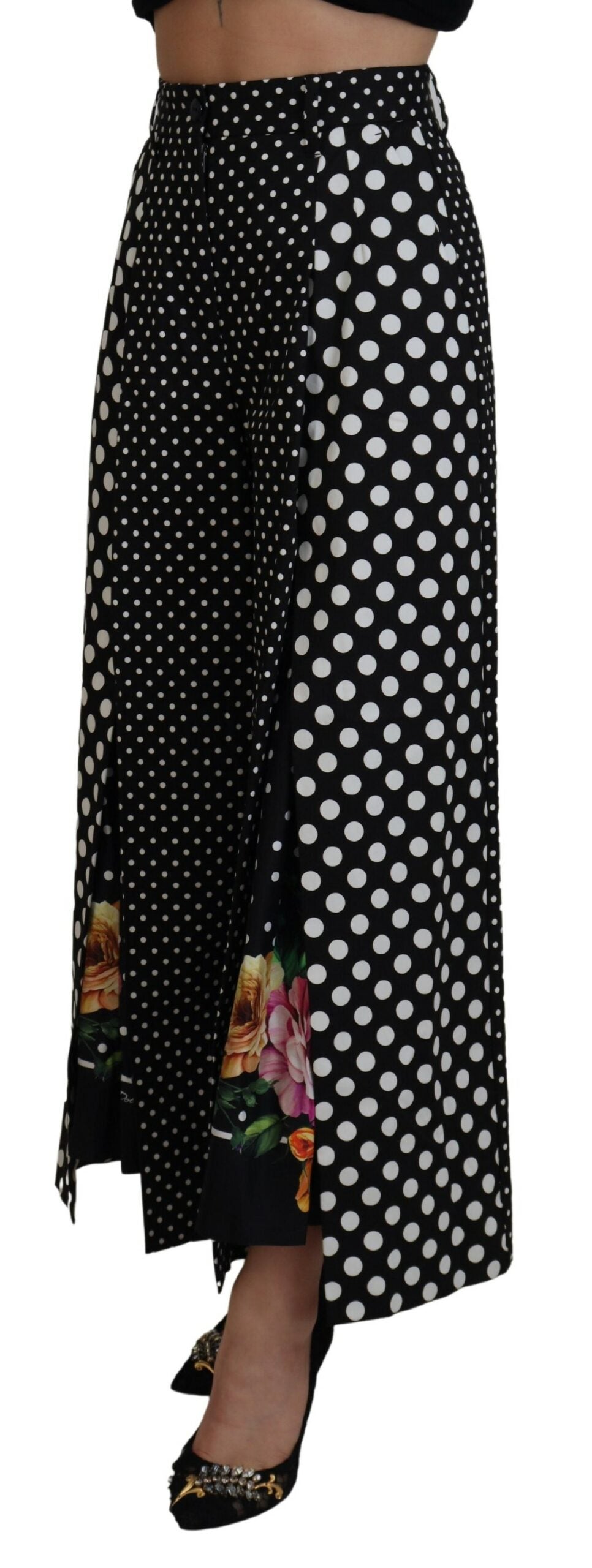 Pantaloni eleganti a pois a vita alta
