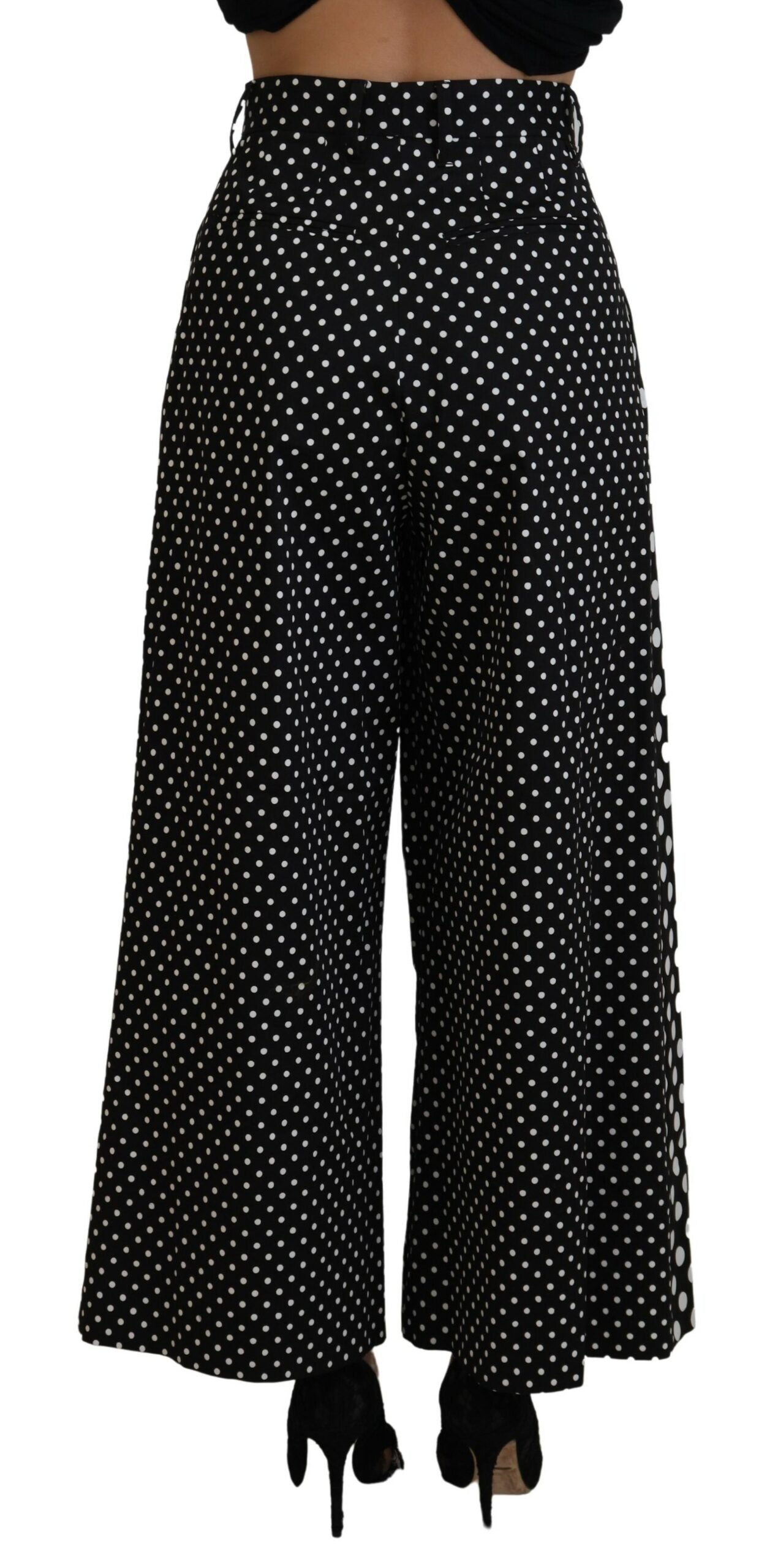 Pantaloni eleganti a pois a vita alta