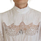 Elegante weiße Baumwollbluse mit Spitzenbesatz