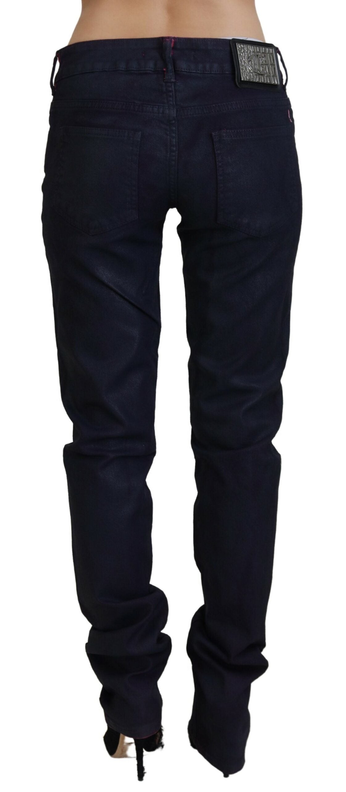 Elegante schwarze Jeanshose mit niedriger Taille