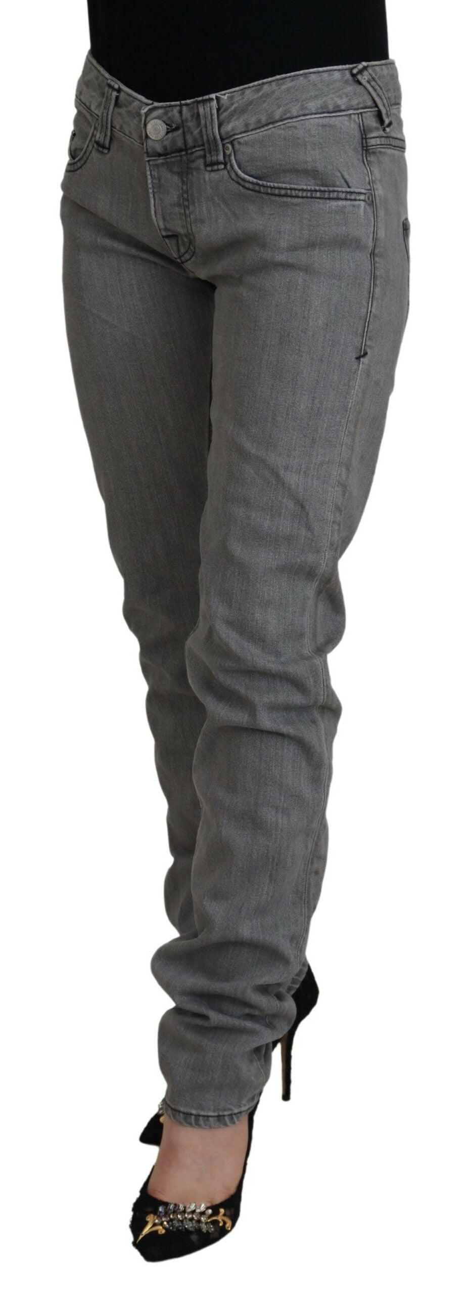 Schicke Skinny-Jeans in Grau mit niedriger Taille
