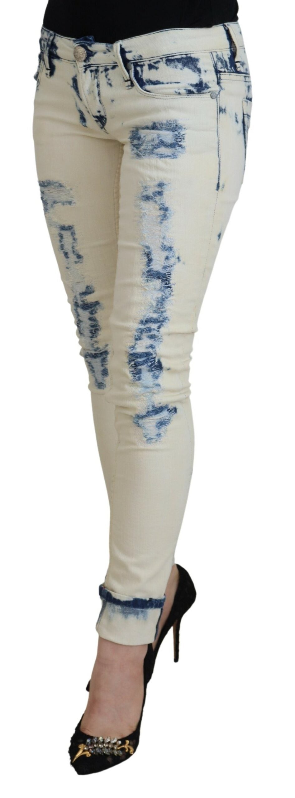 Schicke zerfetzte Skinny Jeans mit niedriger Taille