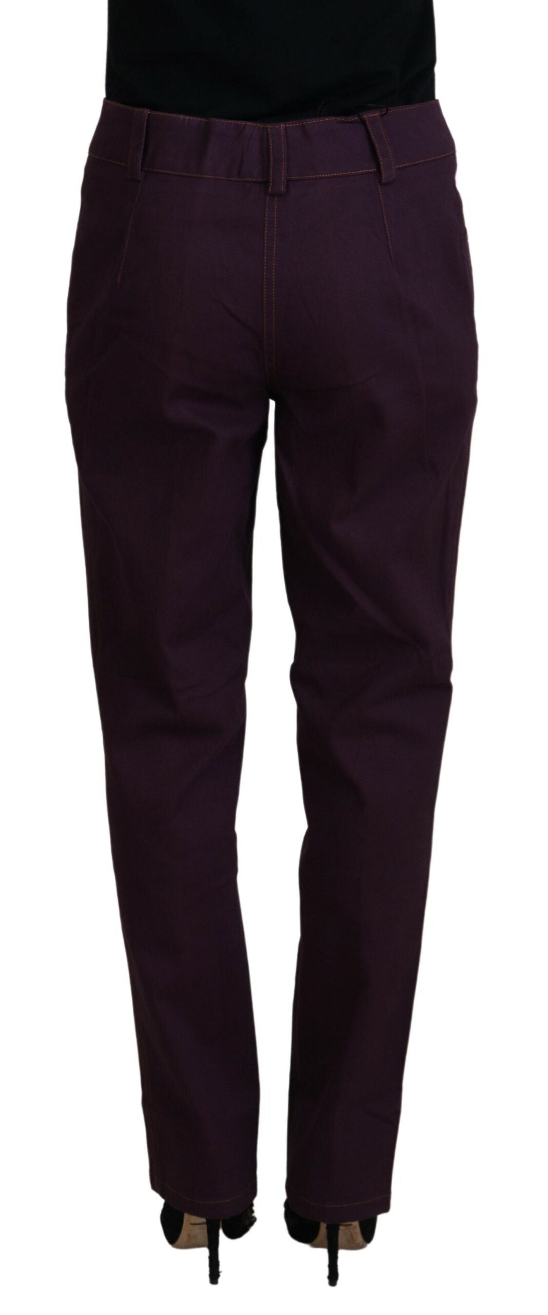 Pantaloni eleganti affusolati in cotone viola