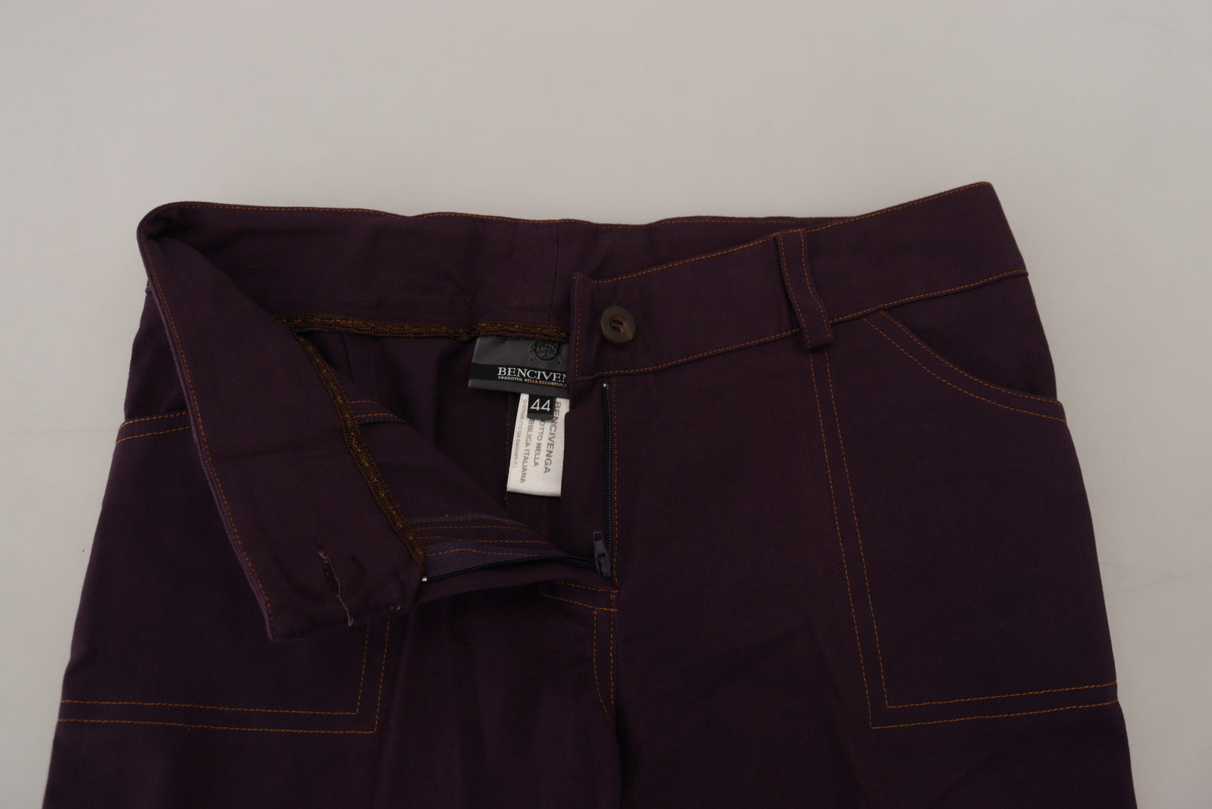 Pantaloni eleganti affusolati in cotone viola