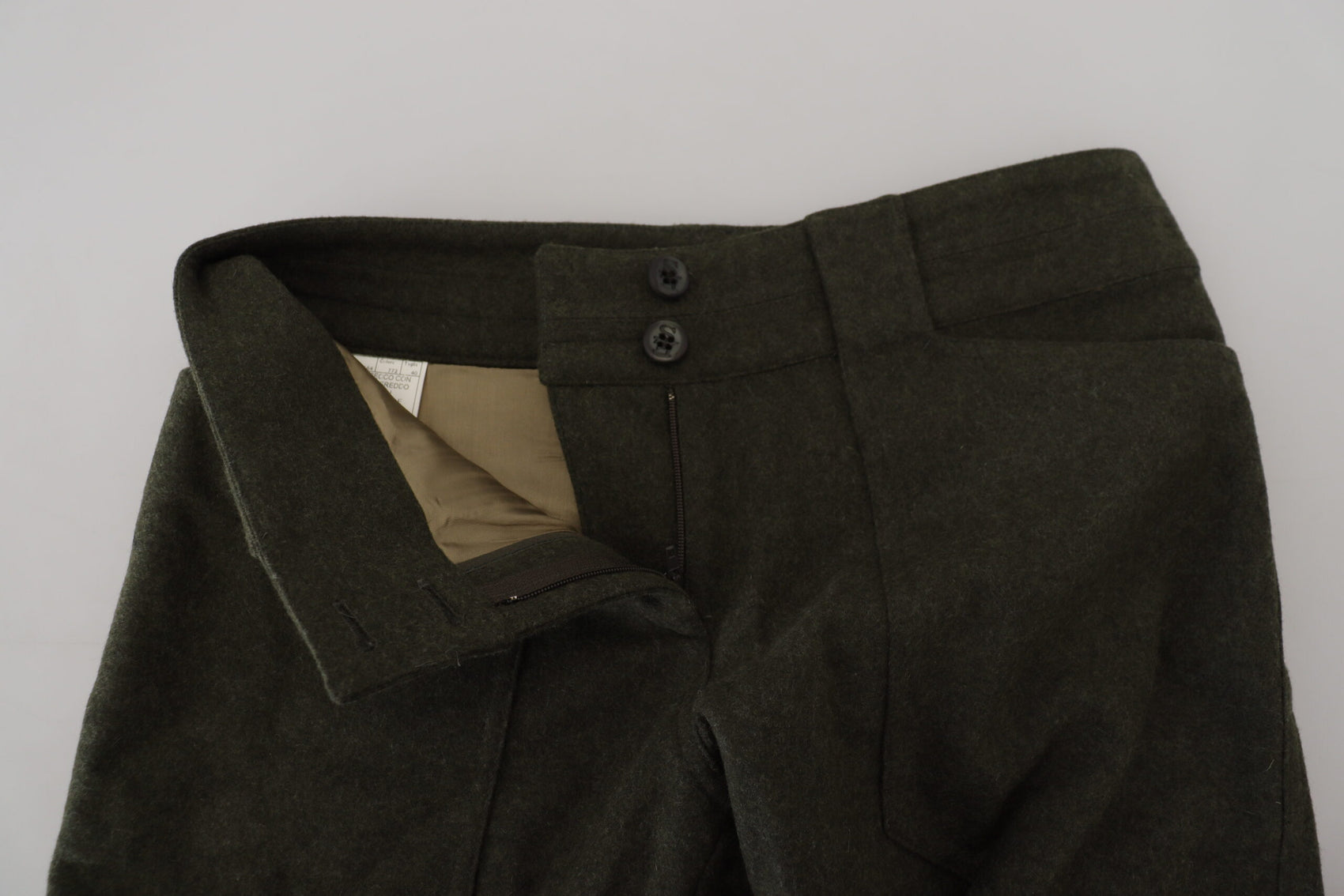 Elegante, konisch zulaufende grüne Hose aus Wollmischung