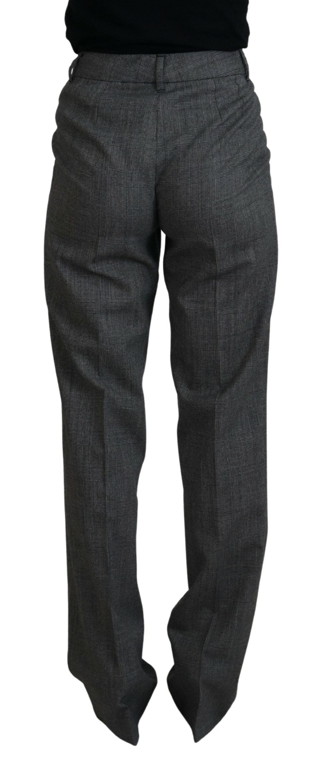 Pantaloni a vita alta in lana vergine a quadri