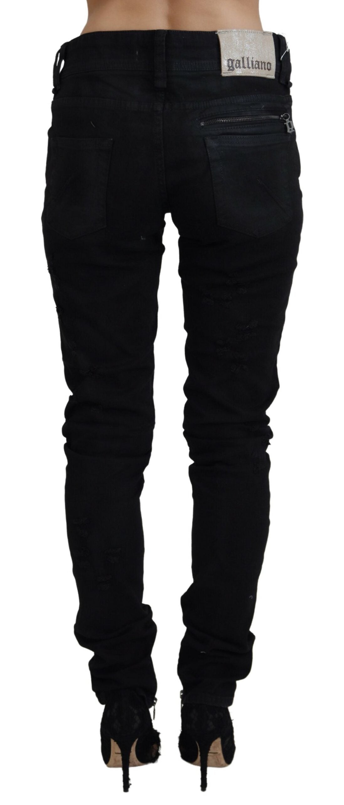 Schicke schwarze Schlagjeans mit mittlerer Taille