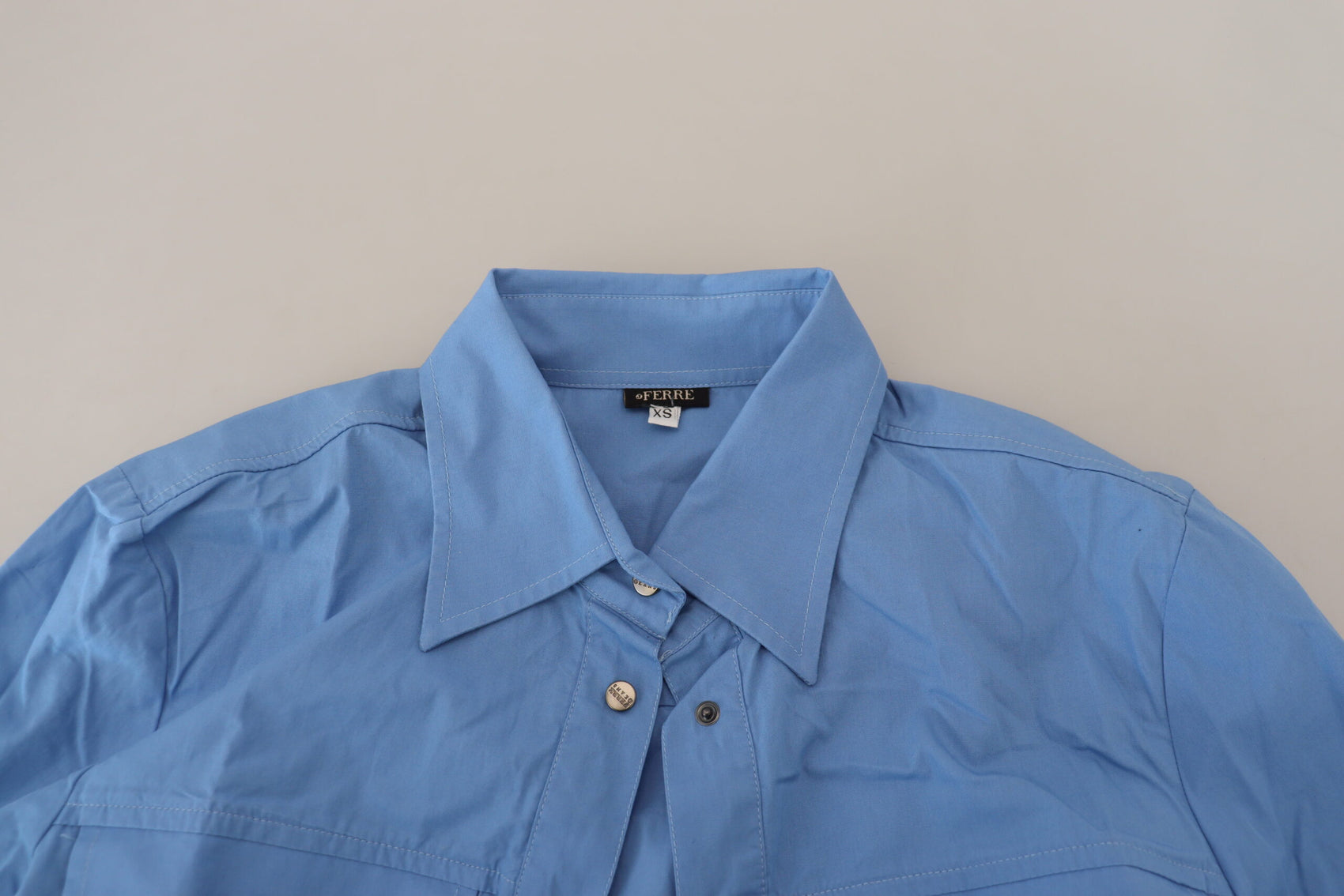 Elegantes Langarm-Poloshirt aus Baumwolle in Blau