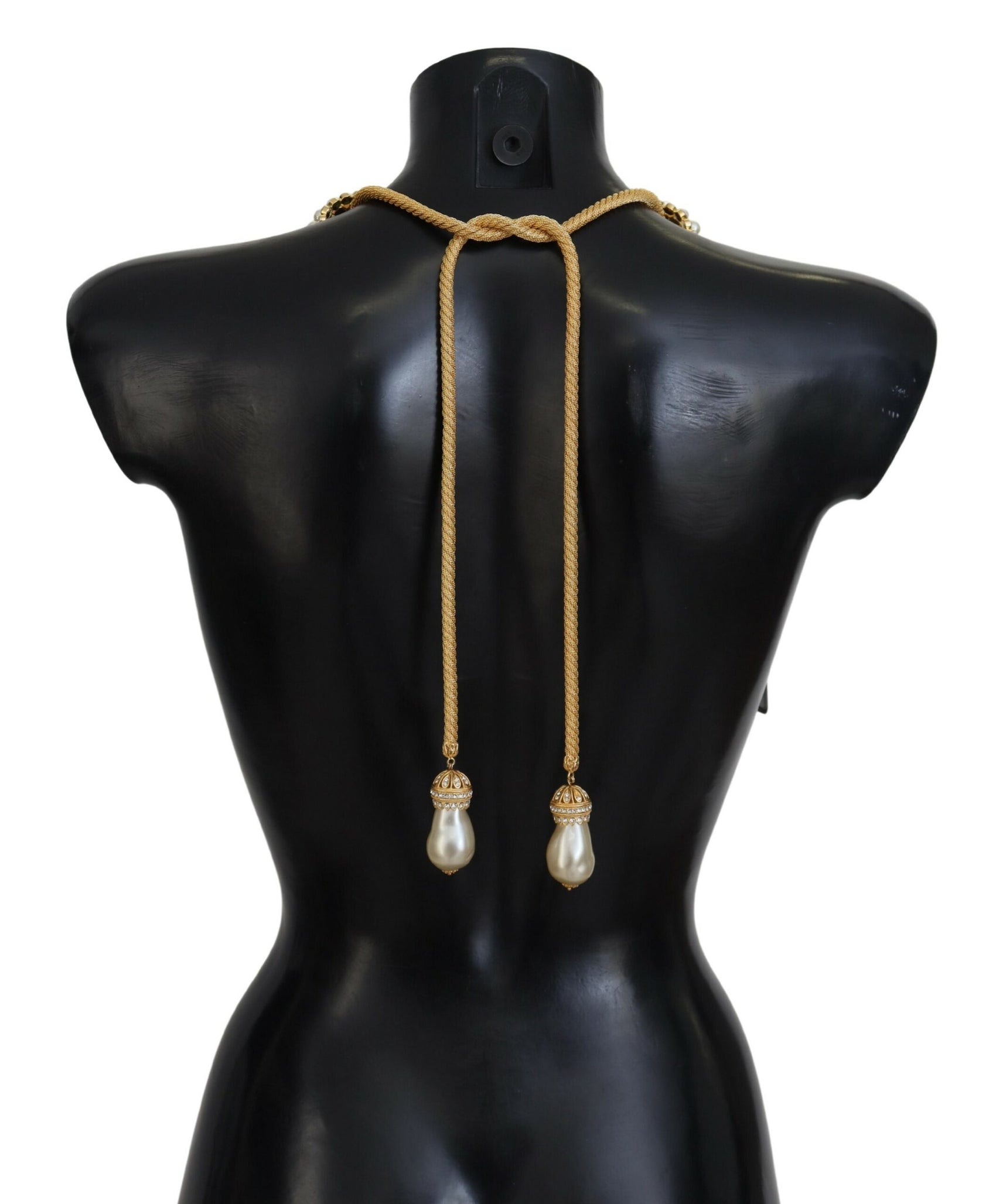 Elegante collana con perle in ottone dorato