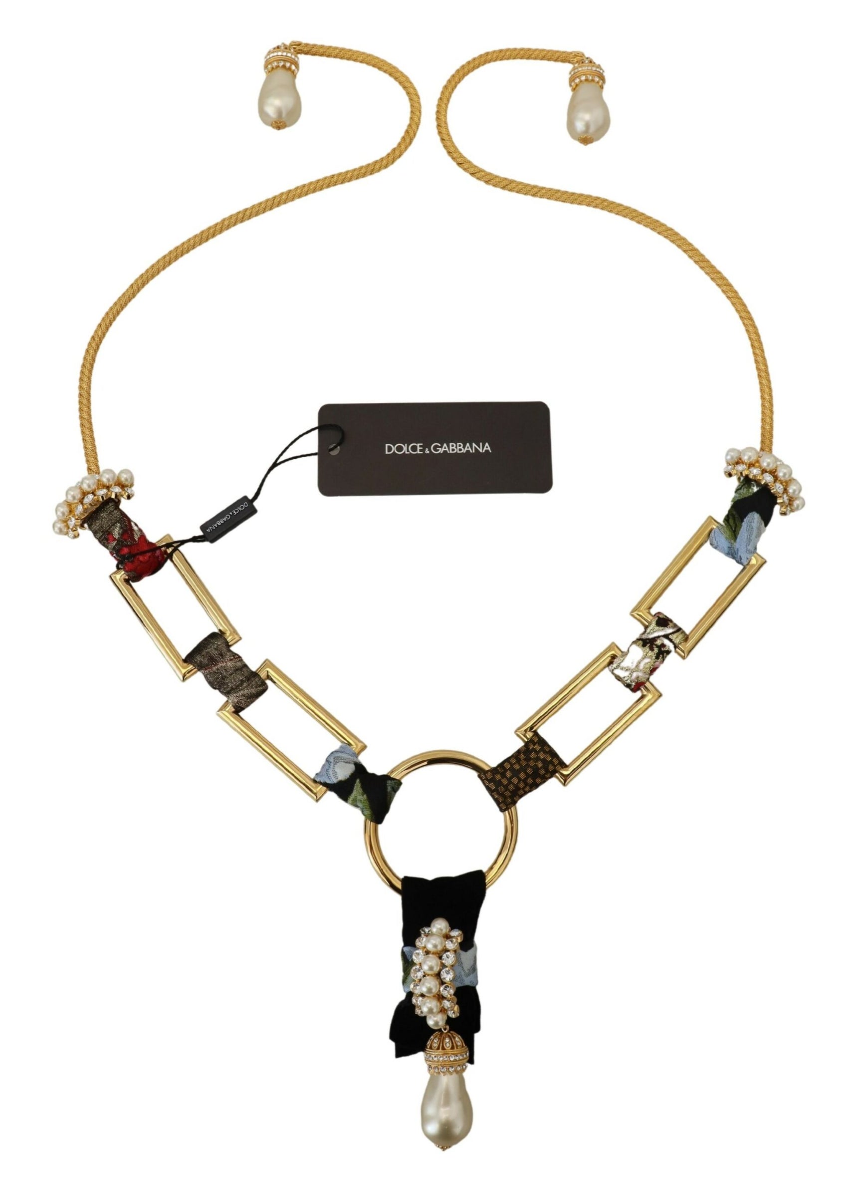 Elegante collana con perle in ottone dorato