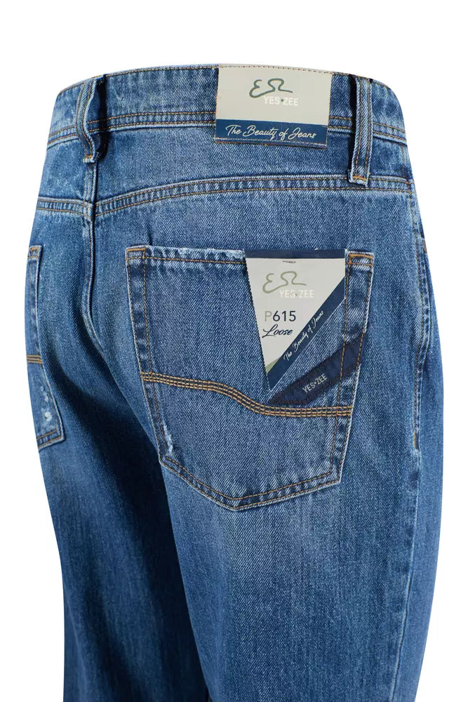 Jeans da uomo in cotone blu