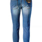 Jeans da uomo in cotone blu slim fit con cinque tasche