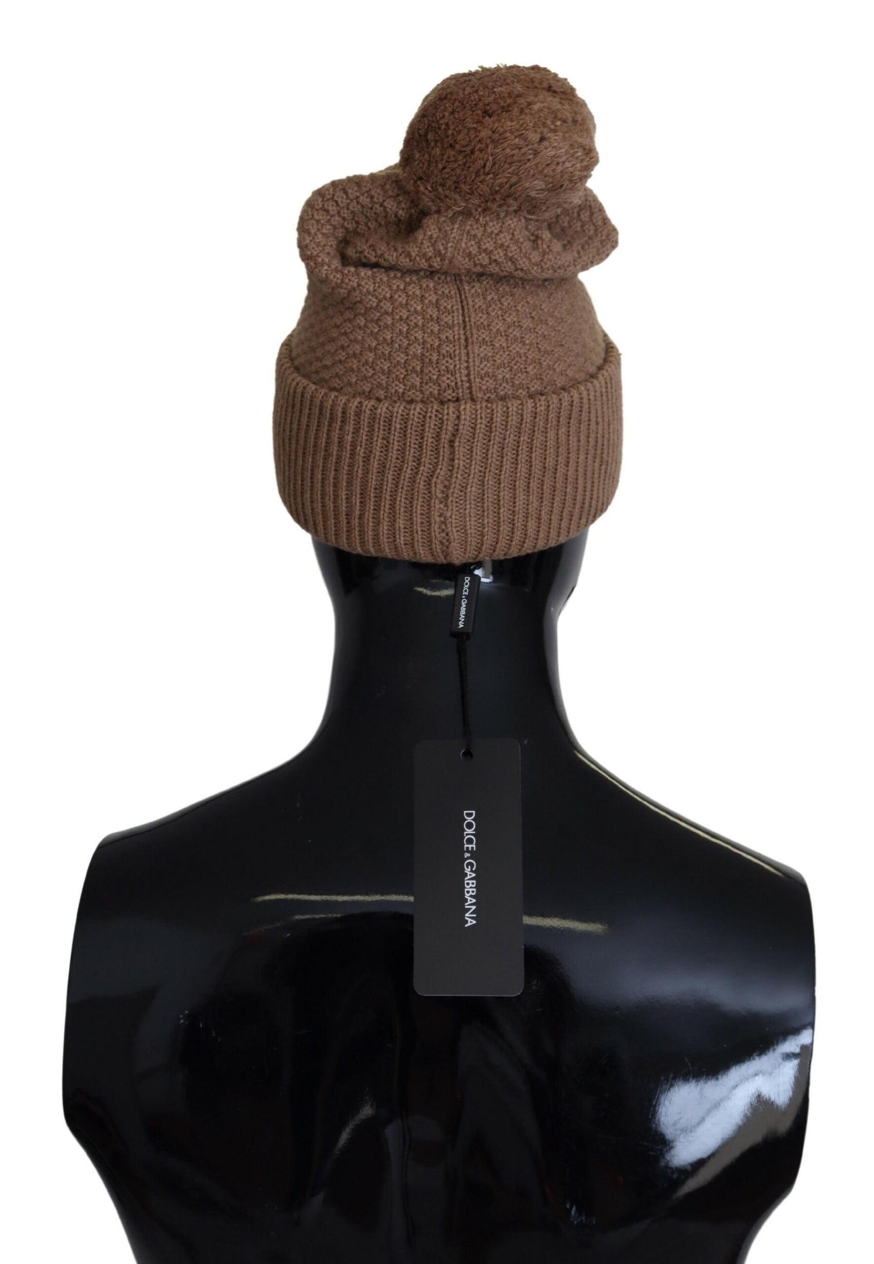 Elegante Camel Strickmütze mit Pelz-Akzent