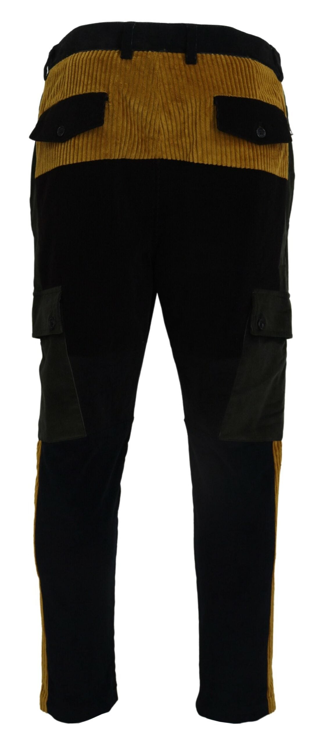 Elegante schwarze Tapered-Hose mit gelbem Akzent