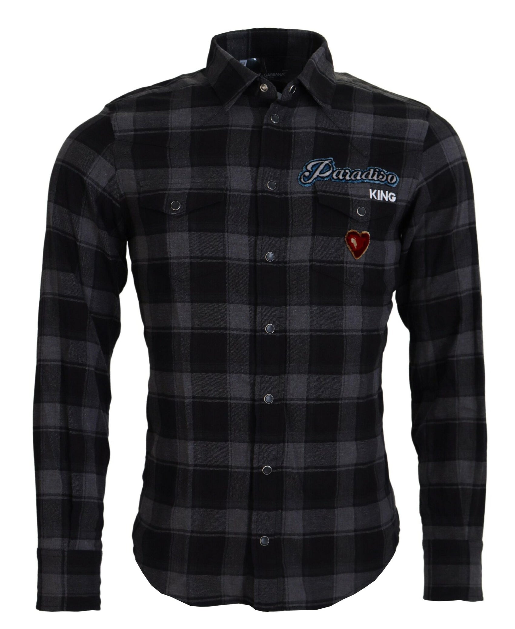Elegantes schwarz-graues Button-Down-Hemd