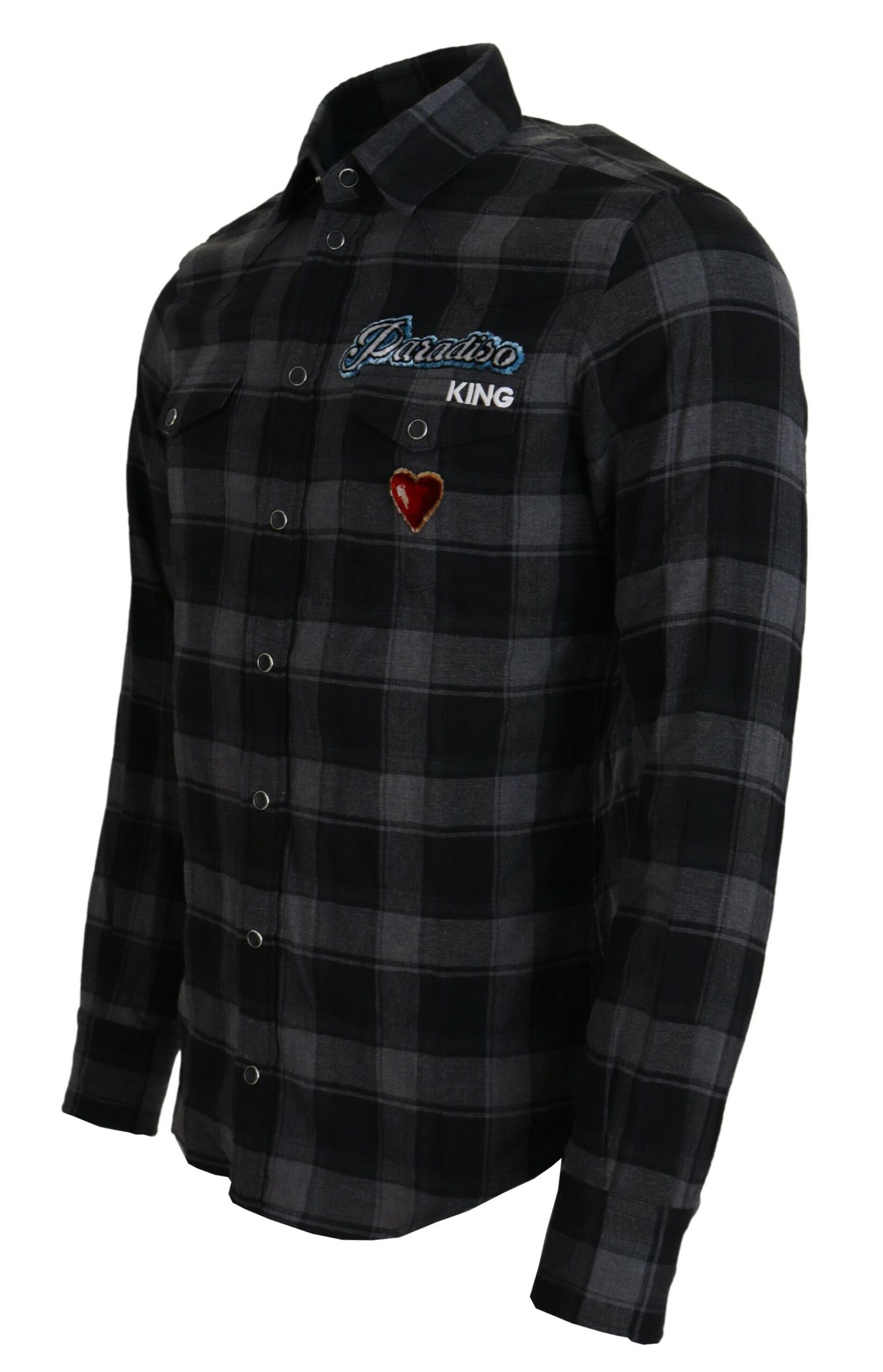 Elegantes schwarz-graues Button-Down-Hemd