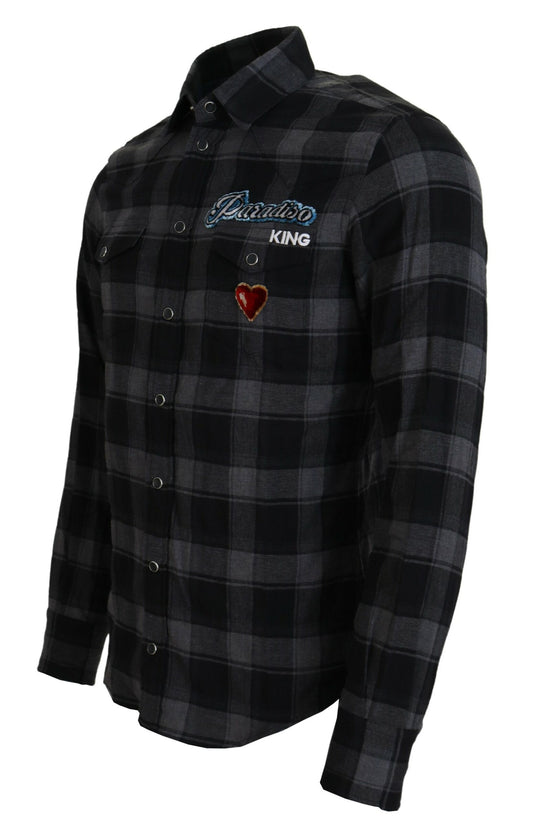 Elegantes schwarz-graues Button-Down-Hemd