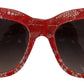 Elegante rote Sonnenbrille mit Spitzendetail