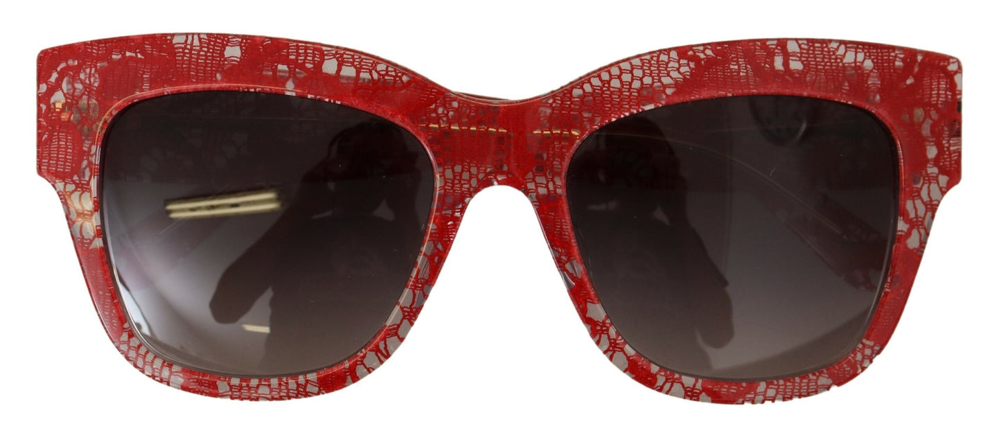 Elegante rote Sonnenbrille mit Spitzendetail