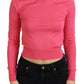Elegante maglione girocollo corto rosa