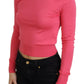 Elegante maglione girocollo corto rosa