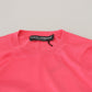 Elegante maglione girocollo corto rosa