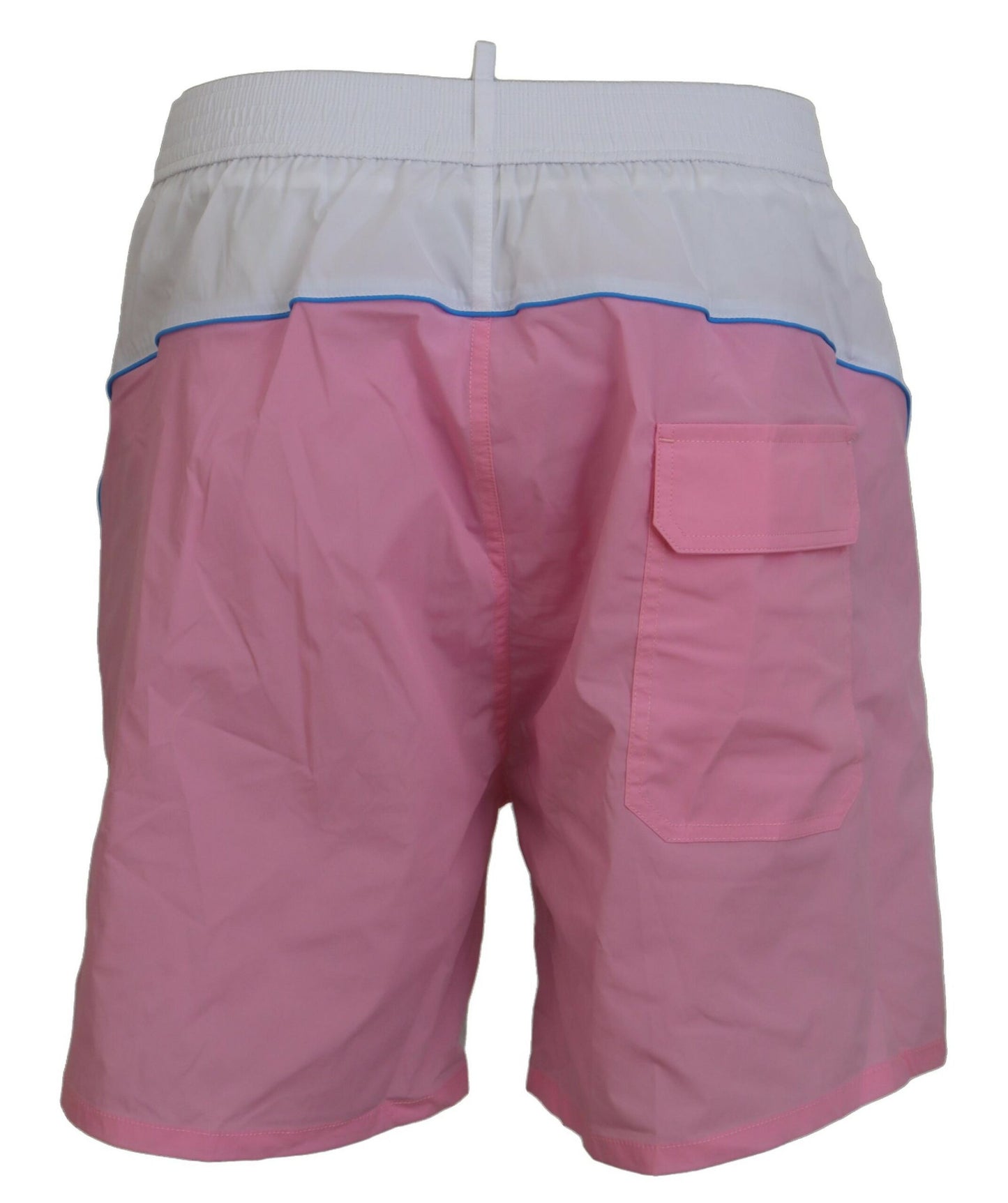 Schicke Badeshorts mit weißem und rosa Muster